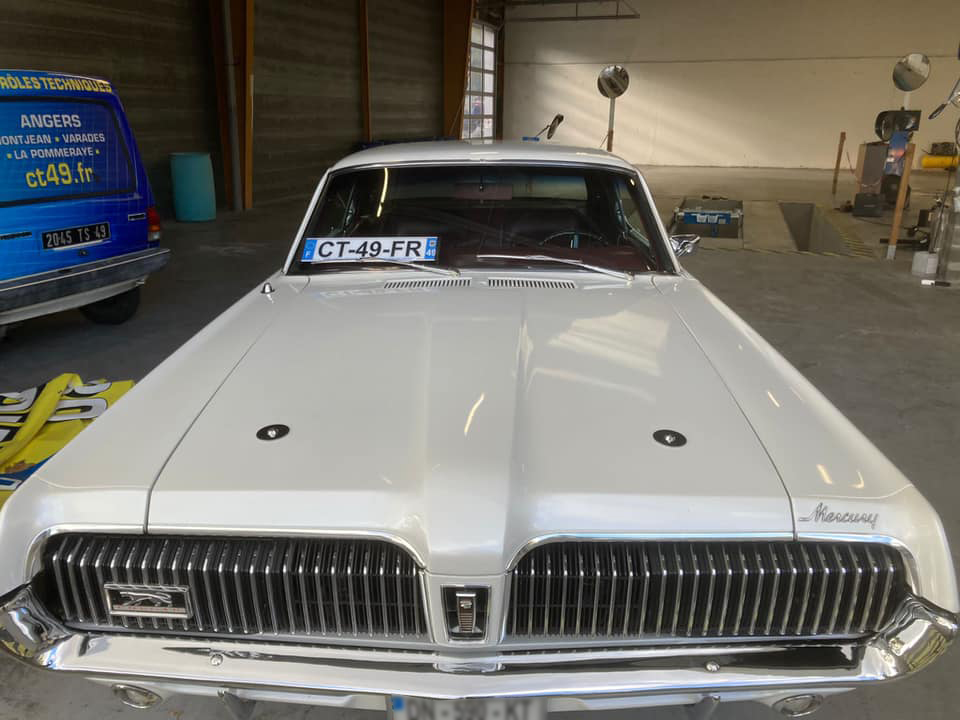 Mercury Cougar 1967 Vue avant contrôlée au Votre centre de contrôle technique automobile, camping cars et utilitaires jusqu'à 3.5 T à Angers, quartier du Carré d'Orgemont, 2 rue du petit damiette.<br>Accueil, explications et services de qualité. Parking et salle d'attente. Réservation en ligne immédiate sans CB.